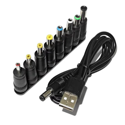 Universal Power Cable USB to DC 5.5 * 2.1mm Jack 5V Charging Cord with 8 Selectable Connector Tips for CCTV Cameras TV Box - Smarsty