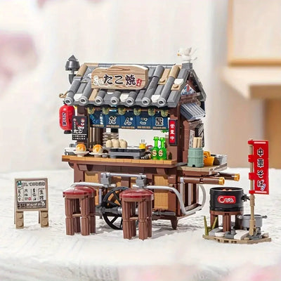 New Style Food Stall Braised Octopus Restaurant Mini Building Blocks by Smarsty