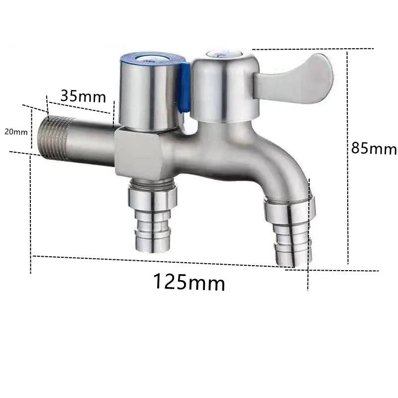 Stainless Steel Double Outlet Water Faucet for Bathrooms - Smarsty