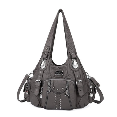 Angelkiss PU Leather Women Shoulder Bag Zipper Closure - Smarsty
