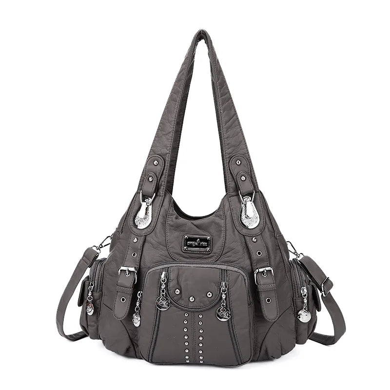 Angelkiss PU Leather Women Shoulder Bag Zipper Closure - Smarsty