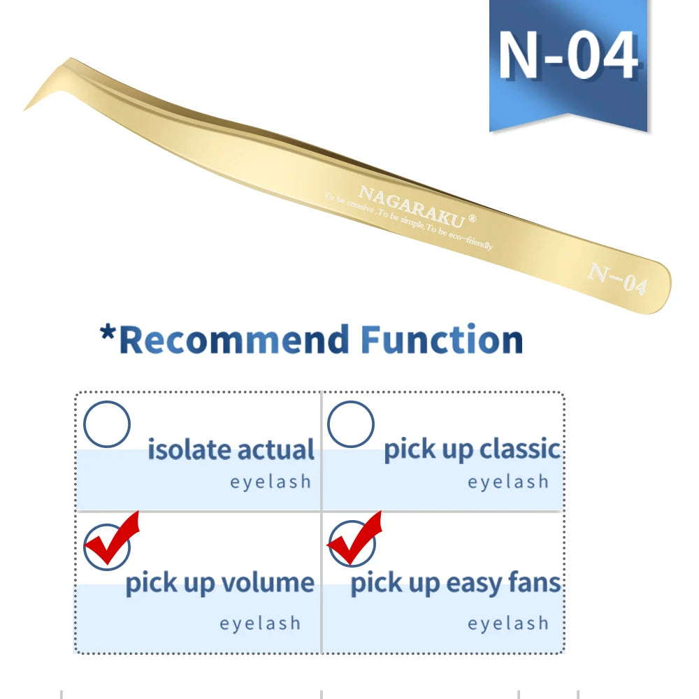 NAGARAKU Stainless Steel Eyelash Extension Tweezers Precision Grip - Smarsty