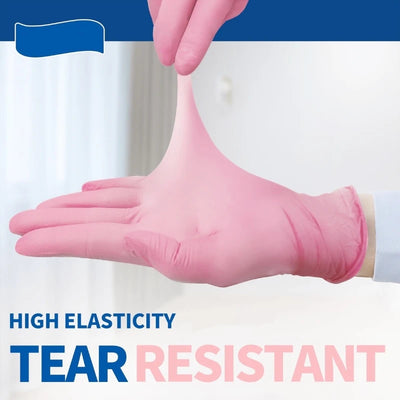 20/50/100PCS Pink Nitrile Disposable Gloves 3.5mil Latex Free Household Cleaning Gloves for Food Pre Tattoo Beauty Esthetician - Smarsty
