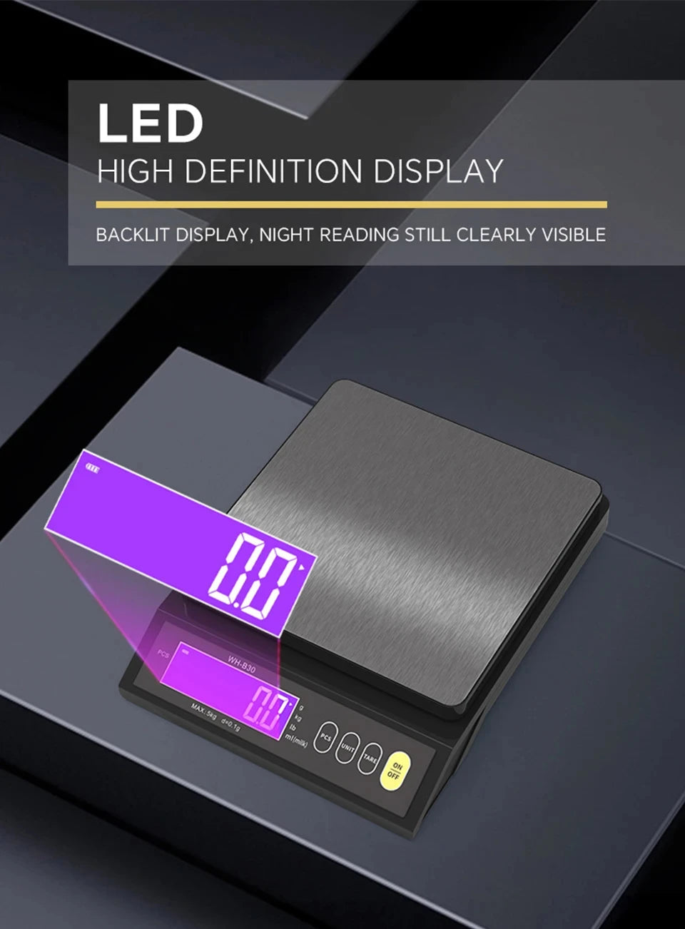 Digital Kitchen Scale with Waterproof Design and LCD Display - Smarsty