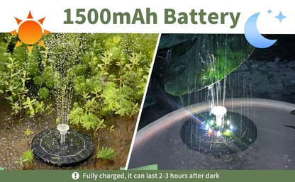 Solar Fountain Light with 7 Colors for Bird Baths - Smarsty