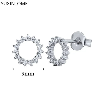 925 Sterling Silver Hoop Earrings White Crystal Luxury - Smarsty