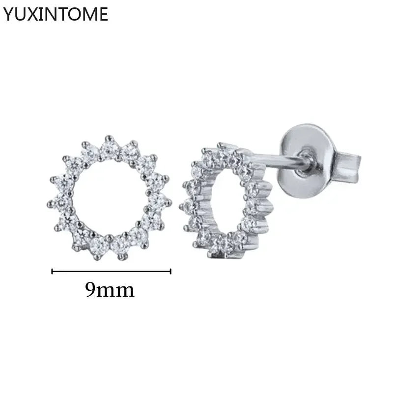 925 Sterling Silver Hoop Earrings White Crystal Luxury - Smarsty