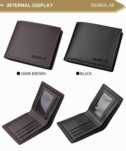 Leather Men Short Wallet Thin Style Folding Young Men Credit Card Holder Wallet - Smarsty