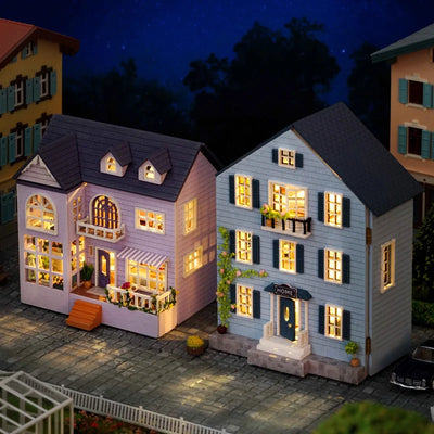 DIY Mini Wooden Doll House Assembly Building Model Pink Princess Villa Architecture Kit 3D Puzzle Dollhouse With Furniture Gifts by Smarsty