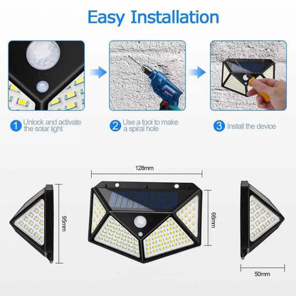 100 LED Outdoor Solar Wall Lights with PIR Motion Sensor - Smarsty