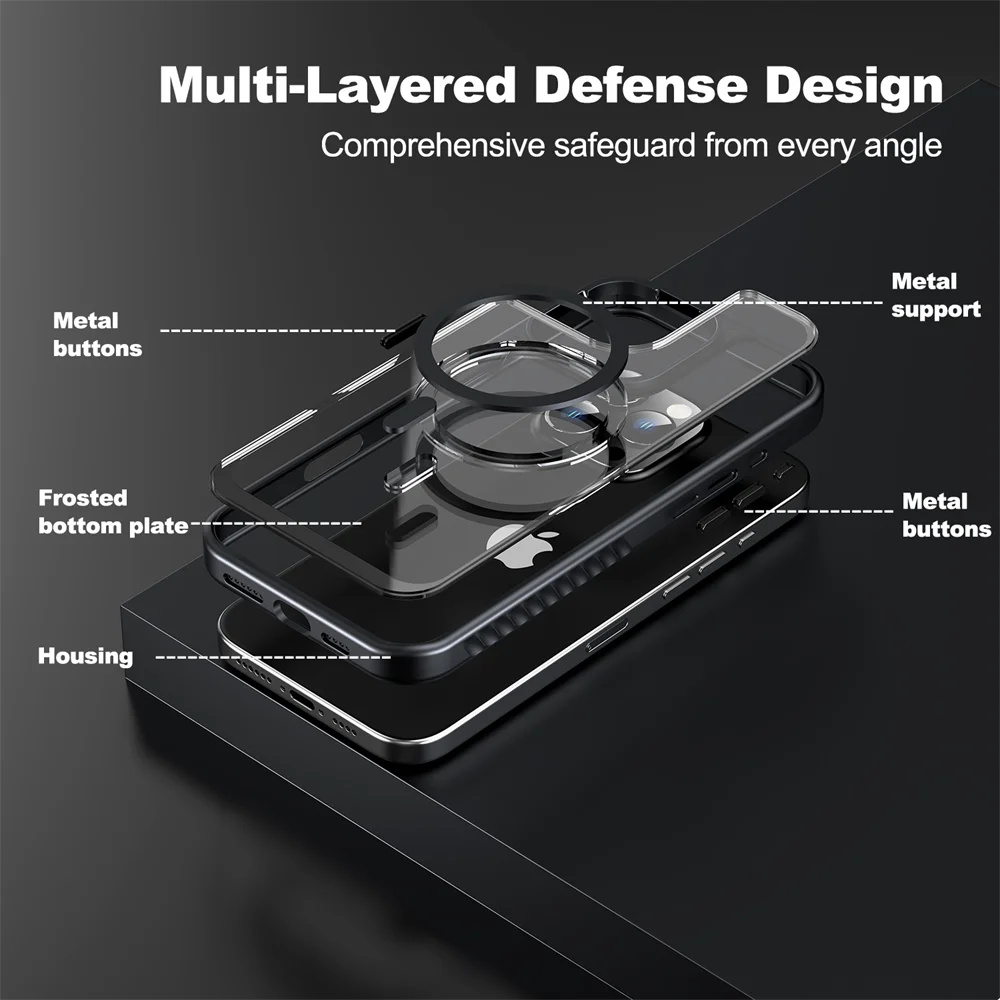 Luxury Acrylic Clear For Magsafe Magnetic Phone Case For iPhone 15 14 13 12 16 17 Pro Max Wireless Charge Bumper Protector Cover