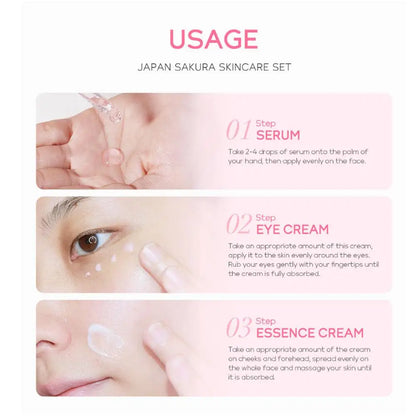 5/3pcs/Set Sakura Skin Care Sets Face Cream Serum Toner Facial Cleanser Sunscreen Eye Cream Gift Box Face Skin Care Set Product - Smarsty