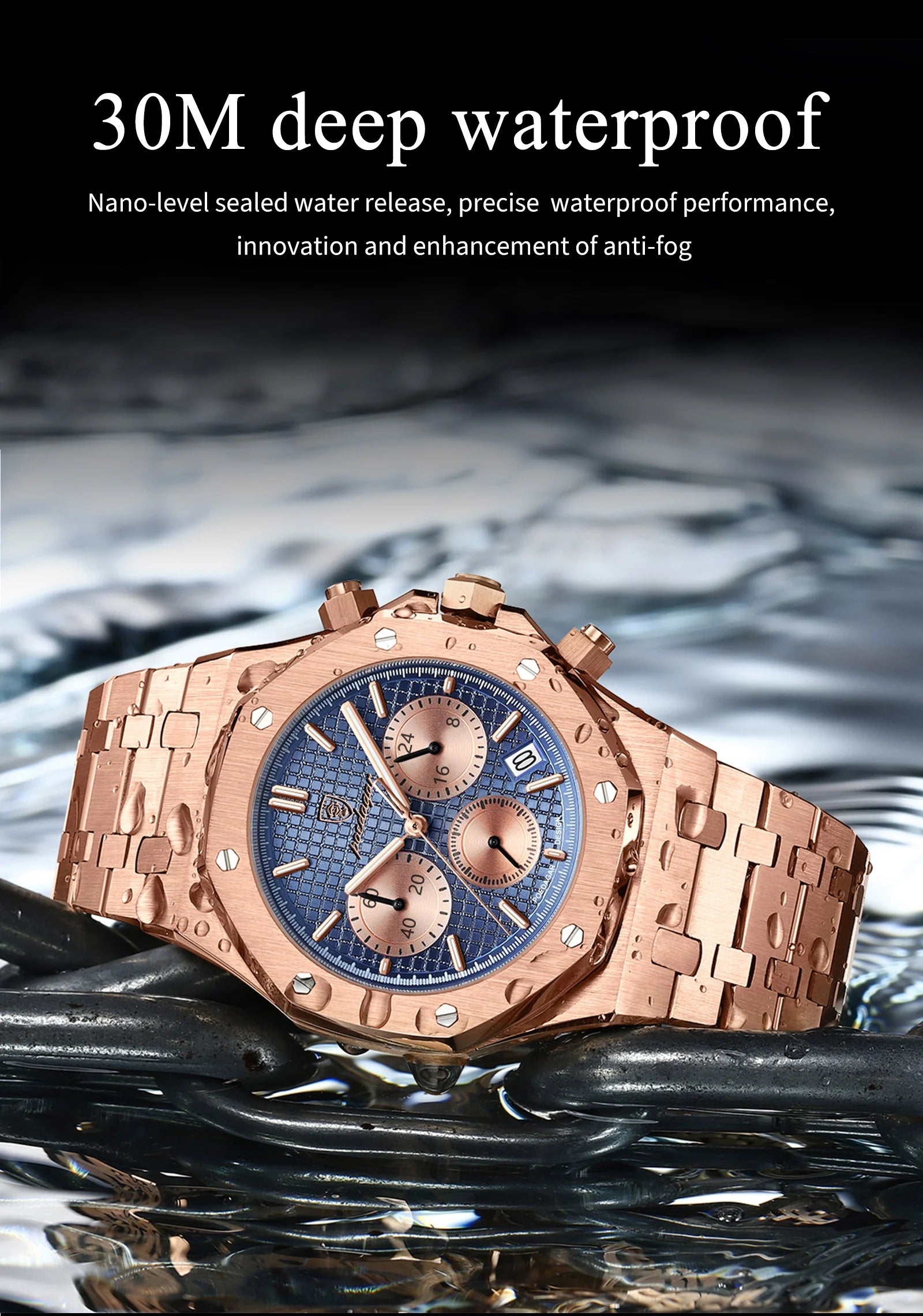 Luxury Men's Chronograph Watch with Waterproof Feature - Smarsty