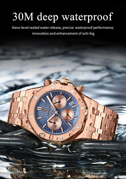Luxury Men's Chronograph Watch with Waterproof Feature - Smarsty