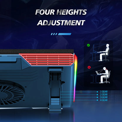 Laptop Cooling Pad RGB USB Cooler Adjustable Stand