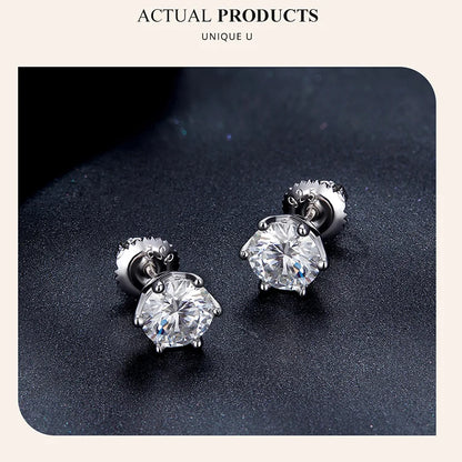 Moissanite Stud Earrings Sterling Silver Brilliant Cut - Smarsty