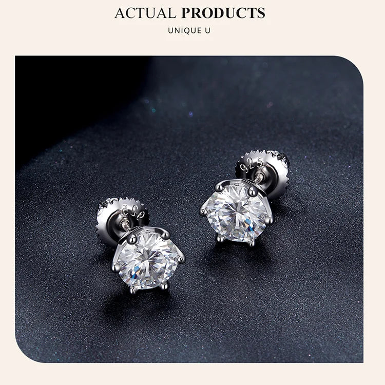 Moissanite Stud Earrings Sterling Silver Brilliant Cut - Smarsty