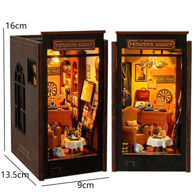 DIY Book Nook Kit 3D Miniature Wooden Doll House Photo Frame Ornament Bookshelf Insert Retro Booknook Decor For Birthday Gifts by Smarsty