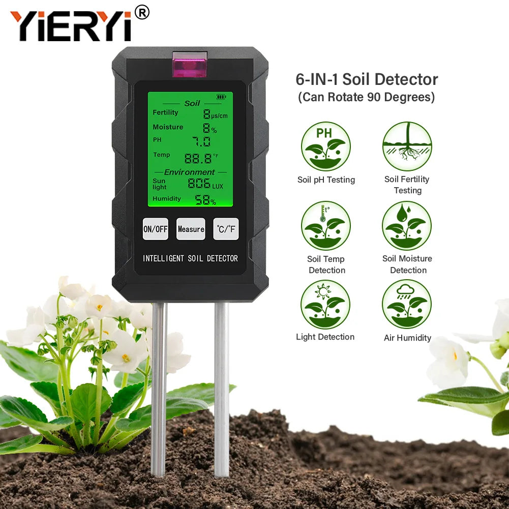 Digital 6 in 1 Soil PH Meter and Tester for Garden Health - Smarsty