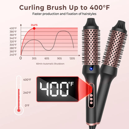 Heated Styling Brush 3-in-1 Ionic Curling Tool - Smarsty