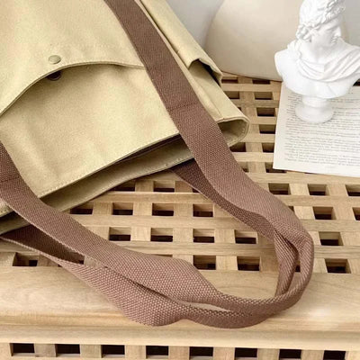 Large Capacity Canvas Tote Shoulder Bag For Work College - Smarsty