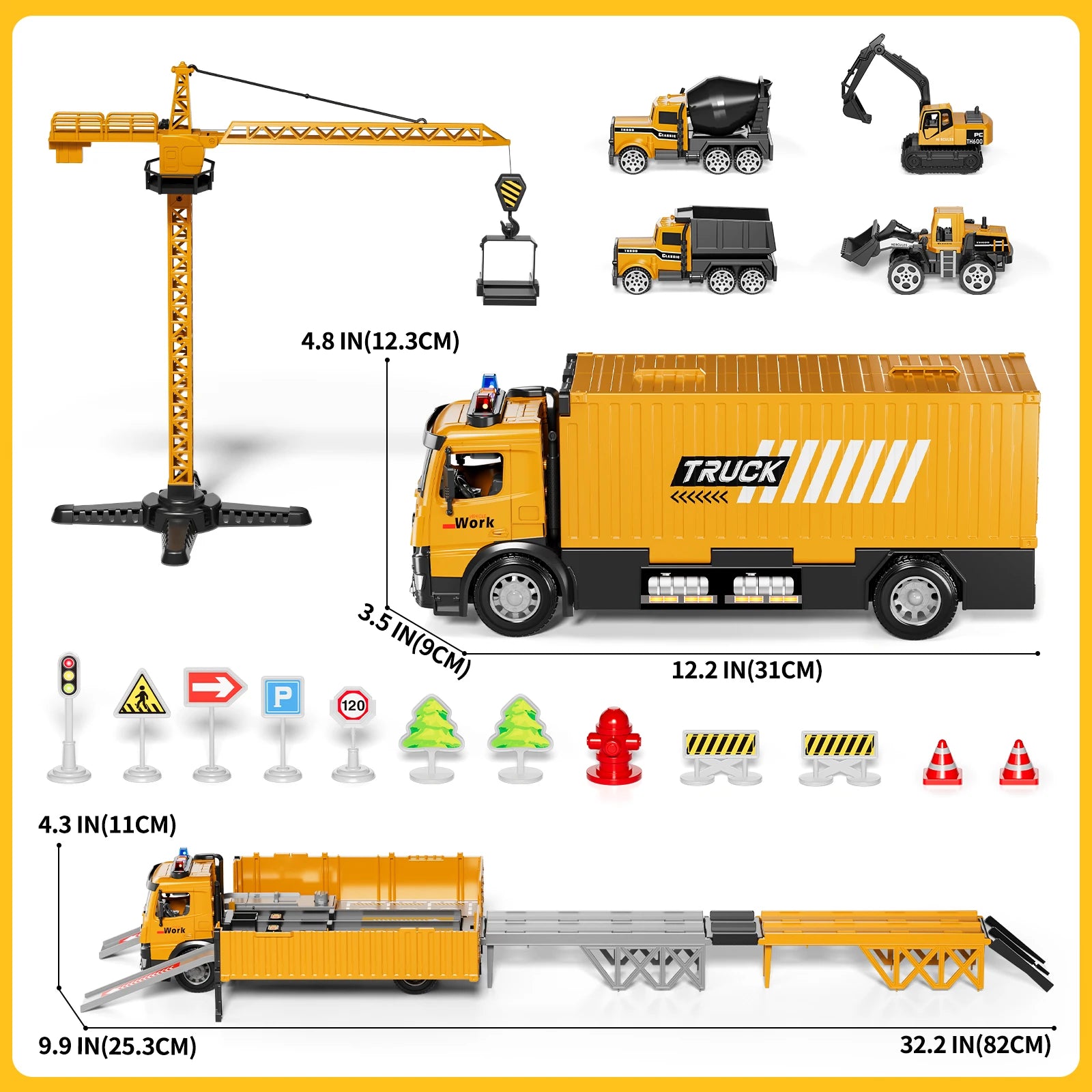 Carrier Truck Race Track Kids Toys Construction Truck Toys For 3-8 Years Old Boy Transport Car Truck With Tower Crane Truck Sets