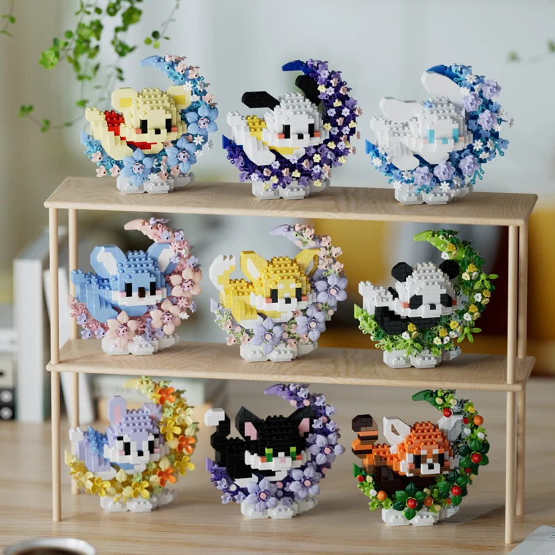 Mini Dog Cat panda raccoon Cute Pet Small Building Block Model Series Ornaments Children's Toy Christmas Birthday Gifts for Kids by Smarsty