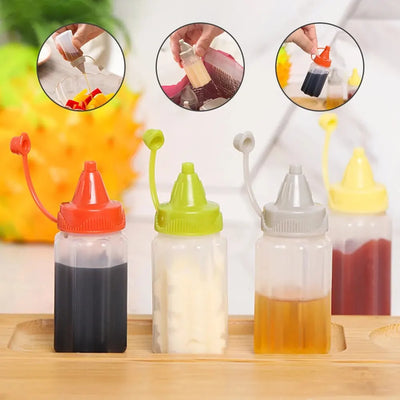 4PCS Kitchen Household Sauce Vinegar Squeeze Bottle Portable Outdoor Barbecue Picnic Feast Bottle Kitchen Accessories Small Tool by Smarsty