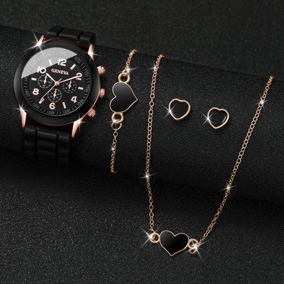 Fashionable Women Quartz Watches Set with Silicone Bands - Smarsty