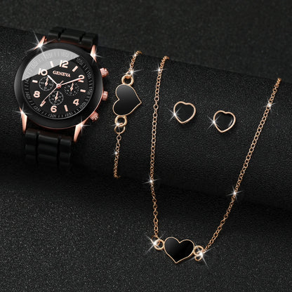 Fashionable Women Quartz Watches Set with Silicone Bands - Smarsty