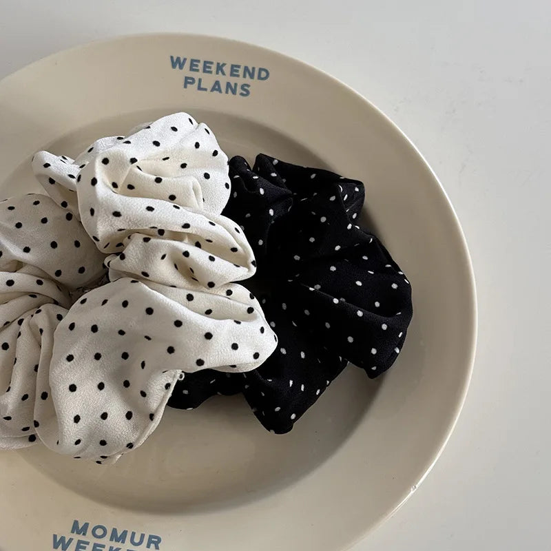 Elegant French Dot Scrunchies Soft Elastic Hair Ties - Smarsty