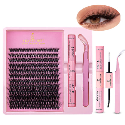 DIY Eyelash Extension Kit with Mixed Clusters and Applicator - Smarsty