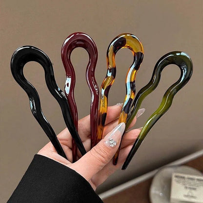 Geometric Tortoiseshell Hair Fork for Women - Smarsty
