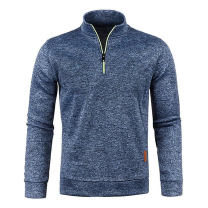 Autumn Men's Half Zipper Sweatshirts Long Sleeve Solid Color Pullover Turtleneck Streetwear Winter Warm Jacket Sport Coats - Smarsty