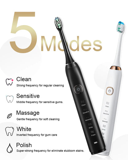 Sarmocare Electric Sonic Toothbrush with 8 Brush Heads - Smarsty