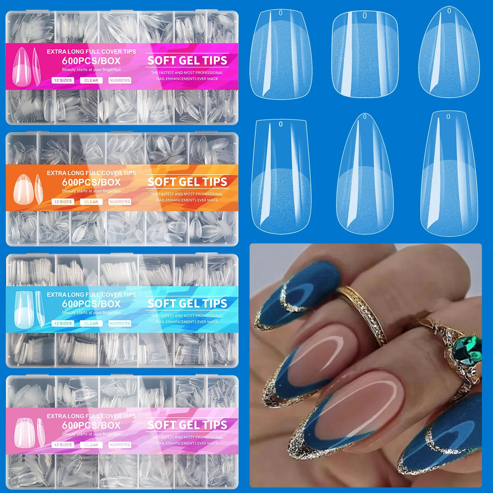 600Pcs Full Cover Press On Nail Tips for Stunning Extensions - Smarsty