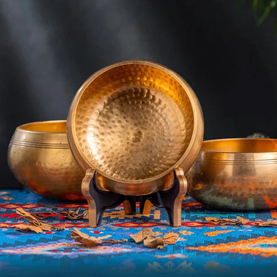 Tibetan Handmade Brass Singing Bowl, Yoga Meditation Bowl for Sound Healing Stress Relief, Buddha Mindfulness bowl Instrument - Smarsty