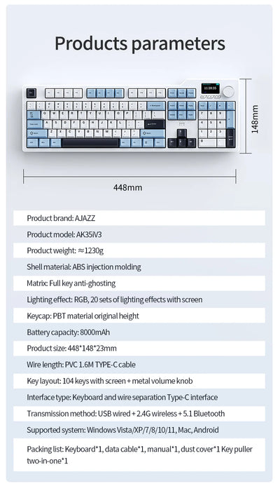 Tri Mode Gaming Keyboard With Hot Swap 104 Keys Gasket - Smarsty