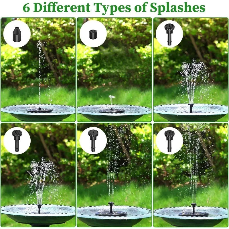 Outdoor Solar Fountain Pump Kit with 6 Nozzles - Smarsty