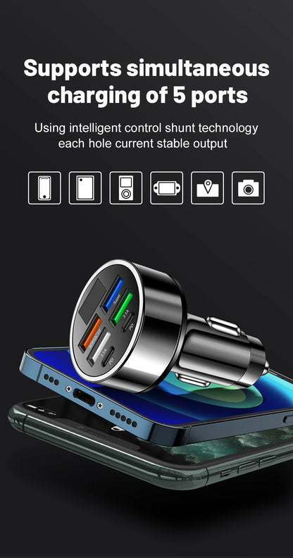 Ultra High Efficiency Car Charger With PD QC30 Six Ports - Smarsty