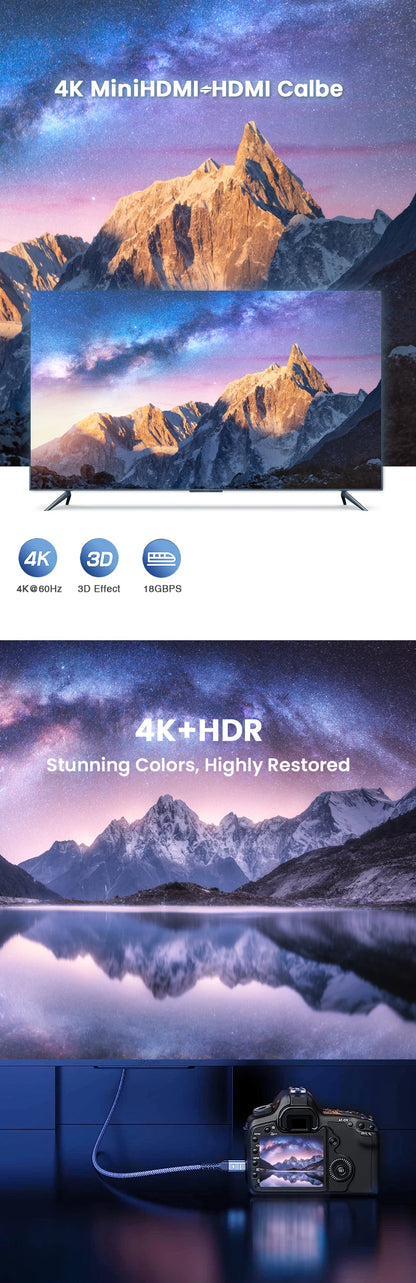 NIERBO Mini HDMI to HDMI Cable 4K High-Speed Braided - Smarsty