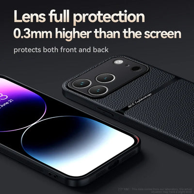 Amour Leather Phone Case For iPhone 17 16 13 12 11 Pro Max 16E Matte Cases For iPhone 17 Air 15 14 Pro Max 16 Plus Back Cover - Smarsty