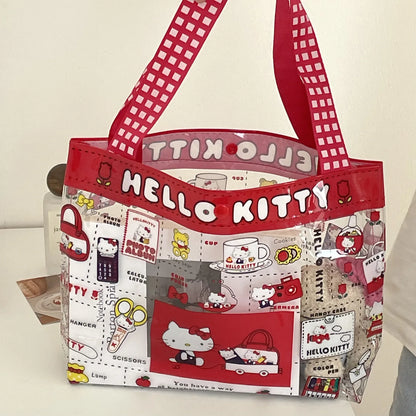 Transparent PVC Kitty Cat Handbag Waterproof Travel Tote - Smarsty