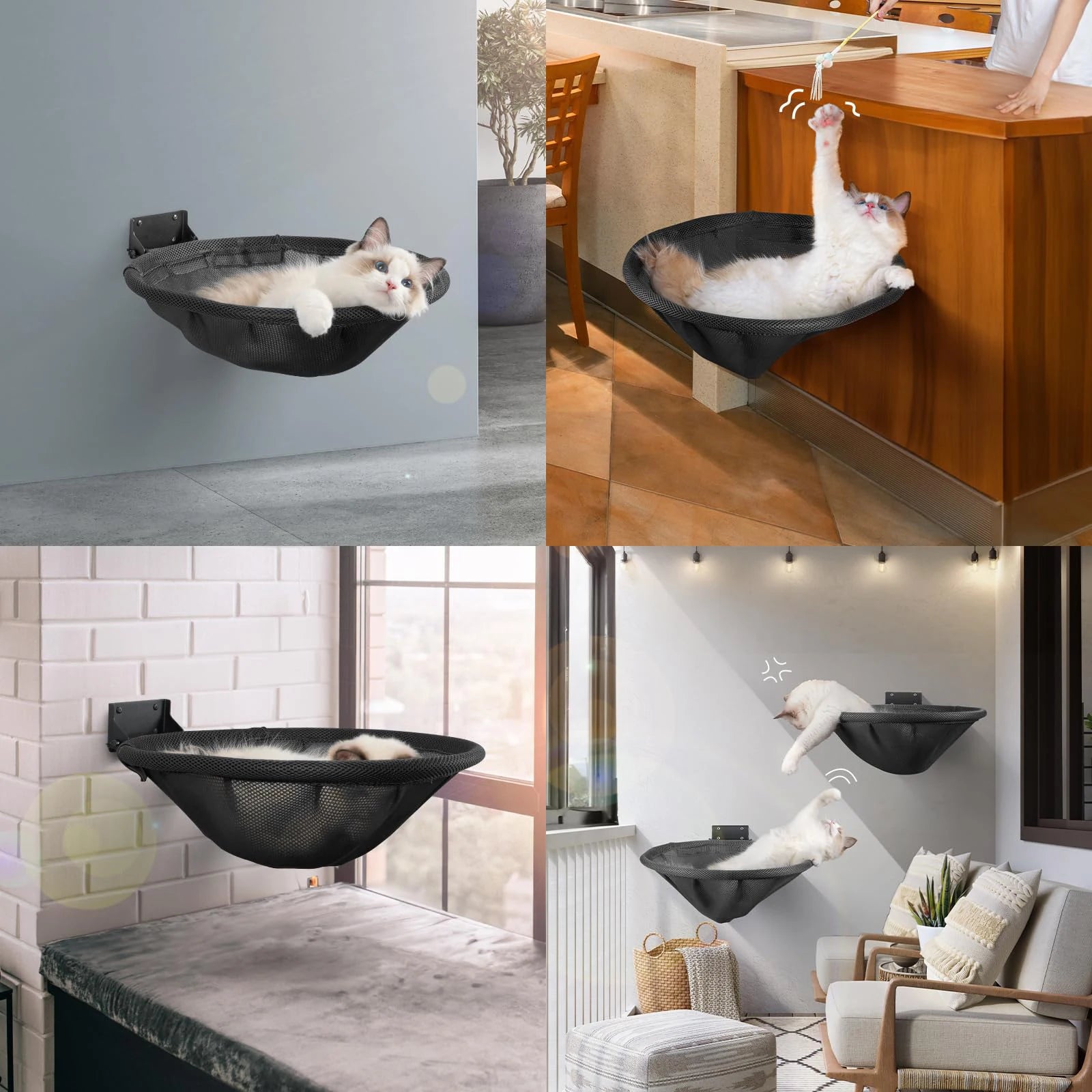 Wall Mounted Cat Hammock Bed with Breathable Design - Smarsty