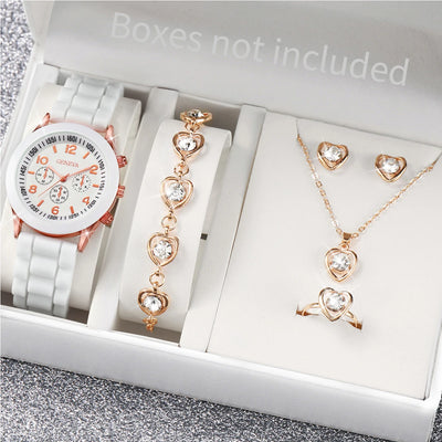 Fashionable Women Quartz Watches Set with Silicone Bands - Smarsty
