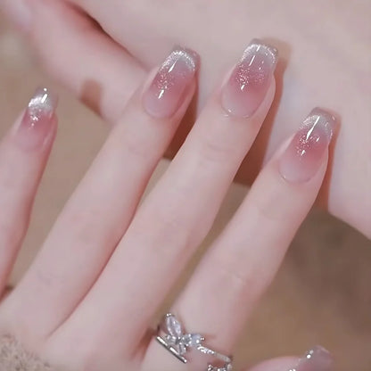 24Pcs Cute Pink Cat Eye Press On Nails Set - Smarsty