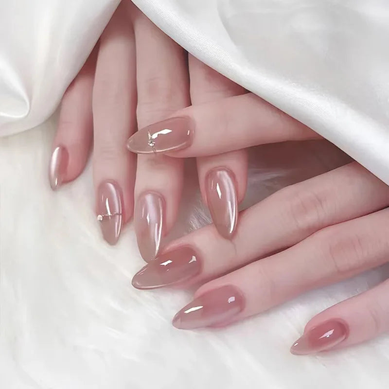 24 Pcs Metallic Cat Eye French Press On Nails - Smarsty