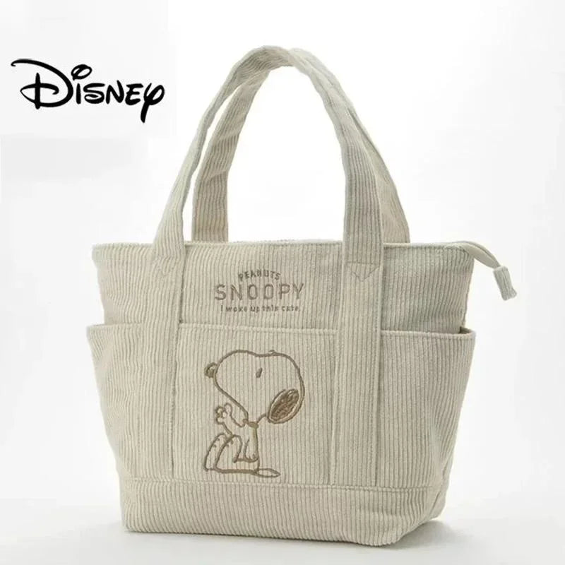 Disney Snoopy Corduroy Tote Bag Large Capacity Shoulder Bag - Smarsty