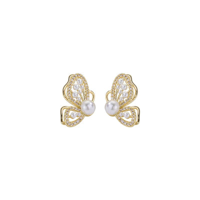 Pearl Long Earrings With Rhinestones For Wedding Fashion - Smarsty