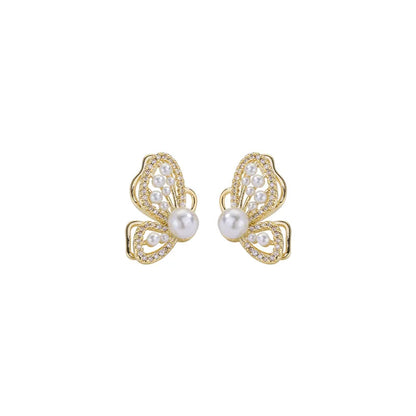 Pearl Long Earrings With Rhinestones For Wedding Fashion - Smarsty